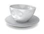 Kaffeetasse küssend, draufsicht Kaffeetasse küssend, draufsicht